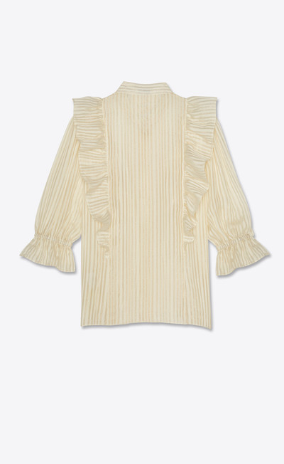 SAINT LAURENT frilled blouse in lamé striped silk outlook