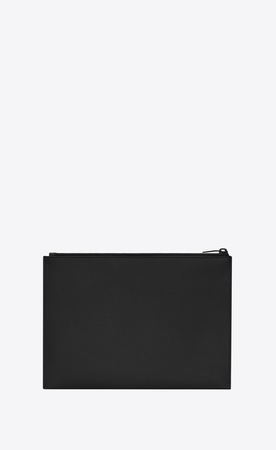 SAINT LAURENT monogram zippered tablet case in grain de poudre embossed leather outlook