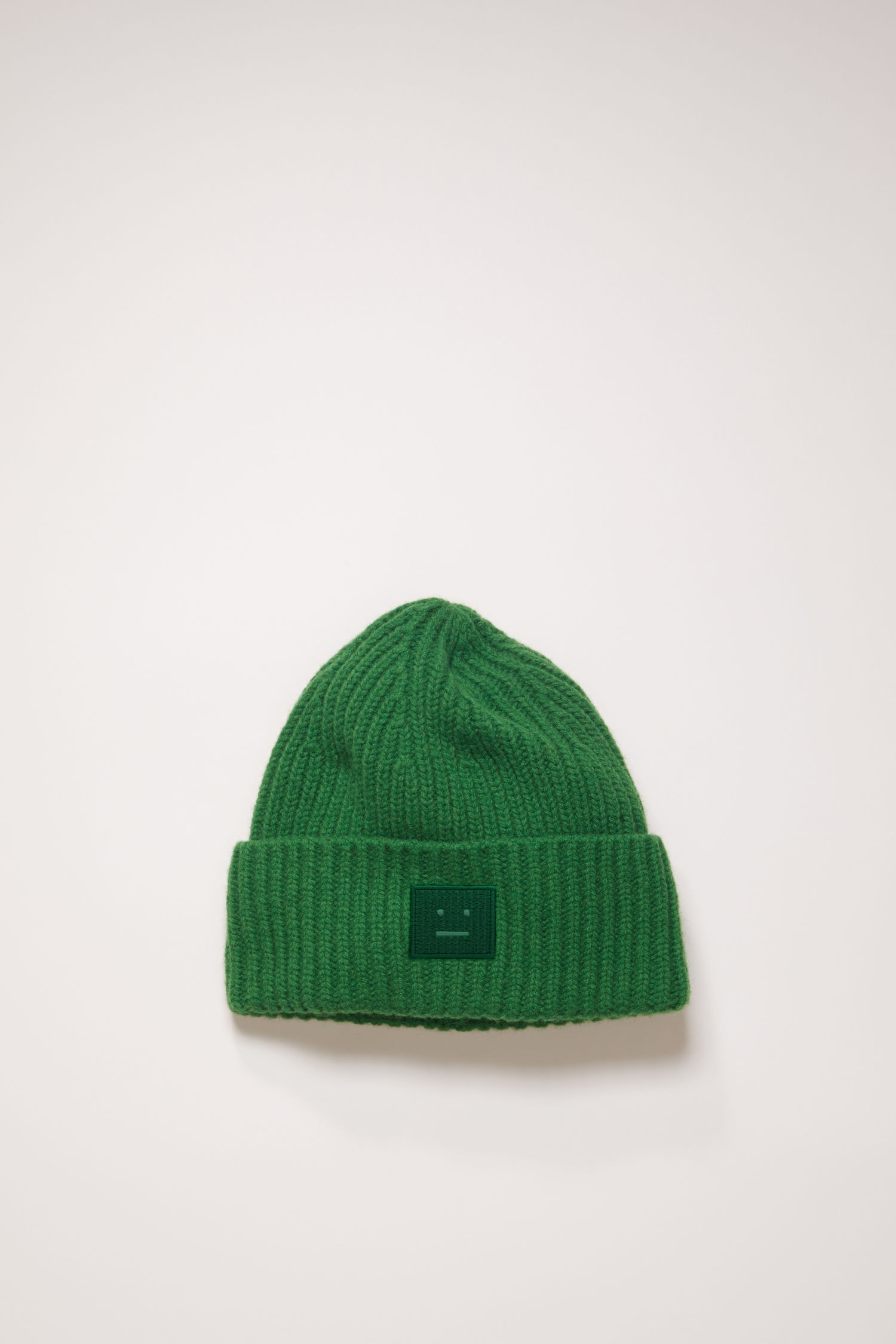 Rib knit beanie hat deep green - 1