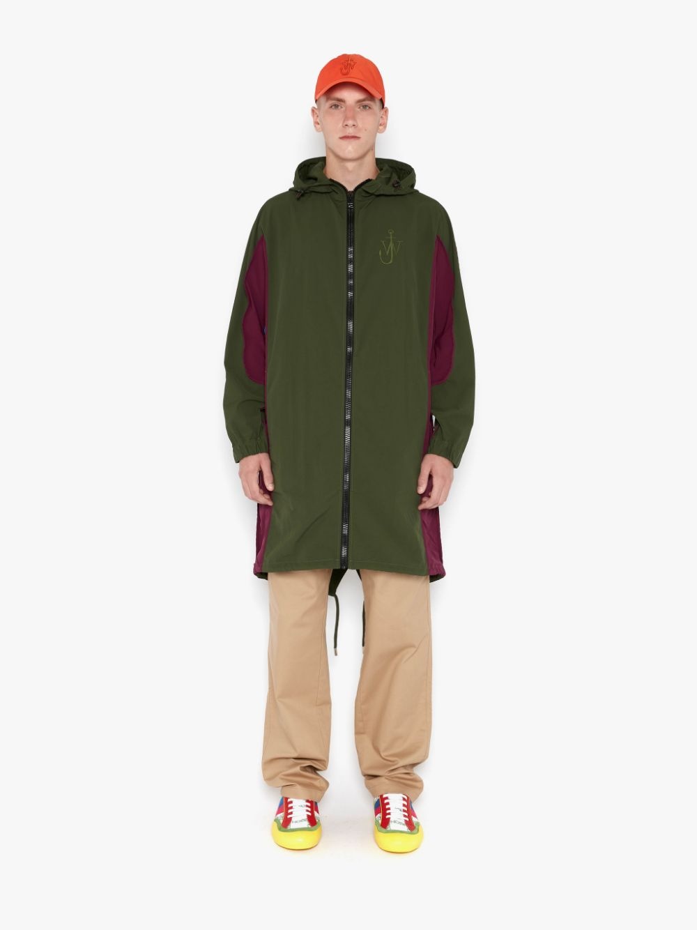 LONG COLOUR BLOCK PARKA COAT - 2