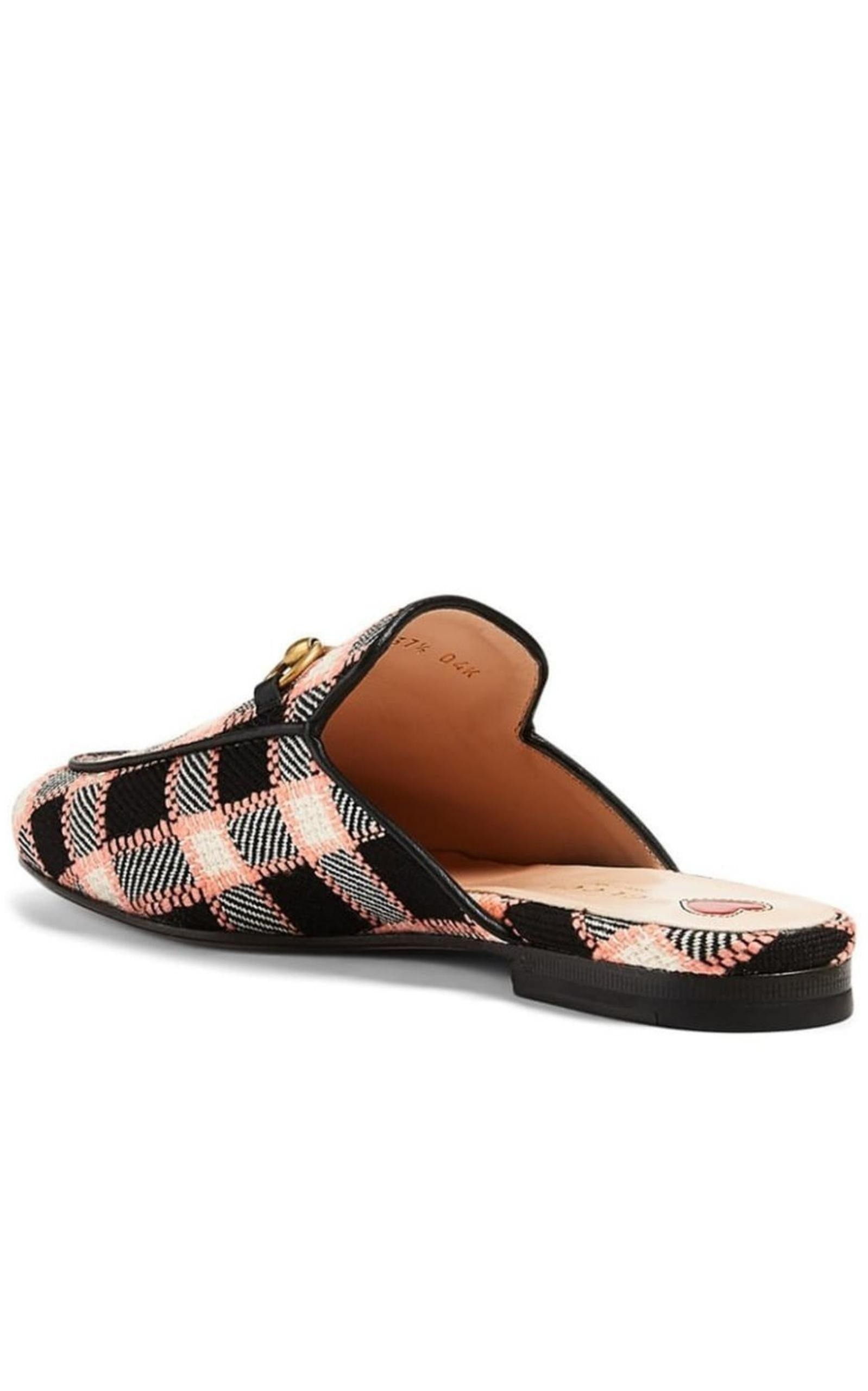 Princetown Tweed Check Woven Mules - 3