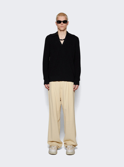 Dries Van Noten Merino Polo Shirt Black outlook