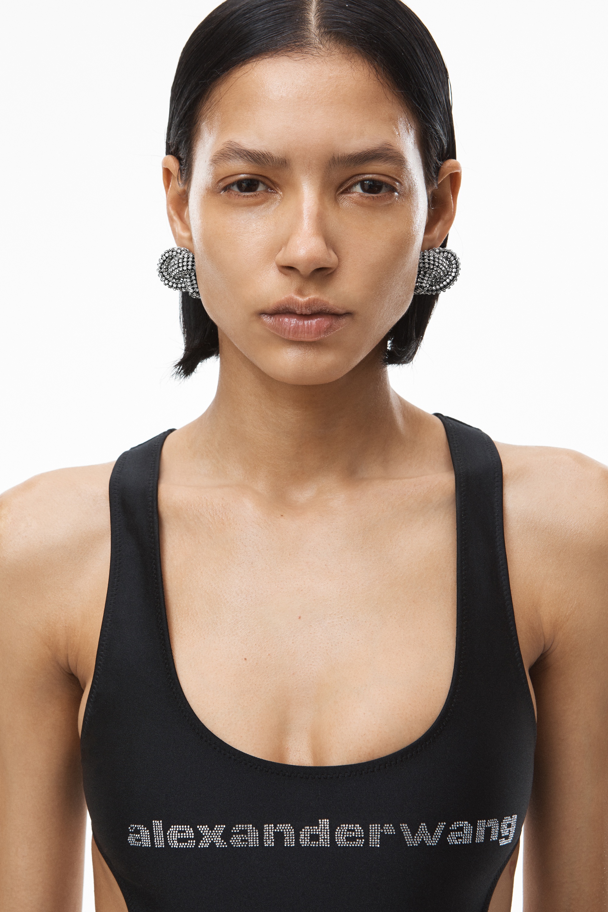 CRYSTAL LOGO SWIMSUIT IN ACTIVE STRETCH - 3