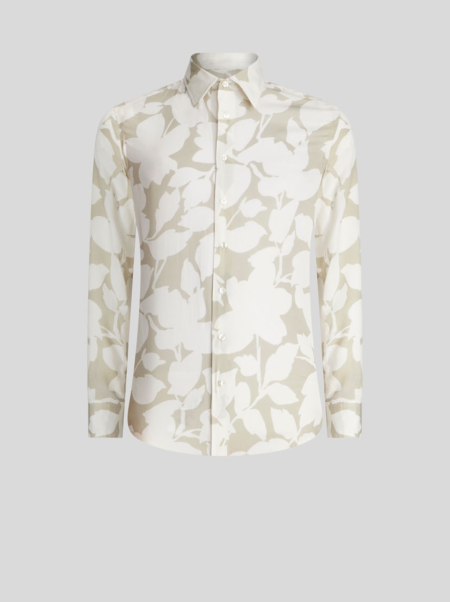 TWO-TONE FLORAL PRINT COTTON SHIRT - 1