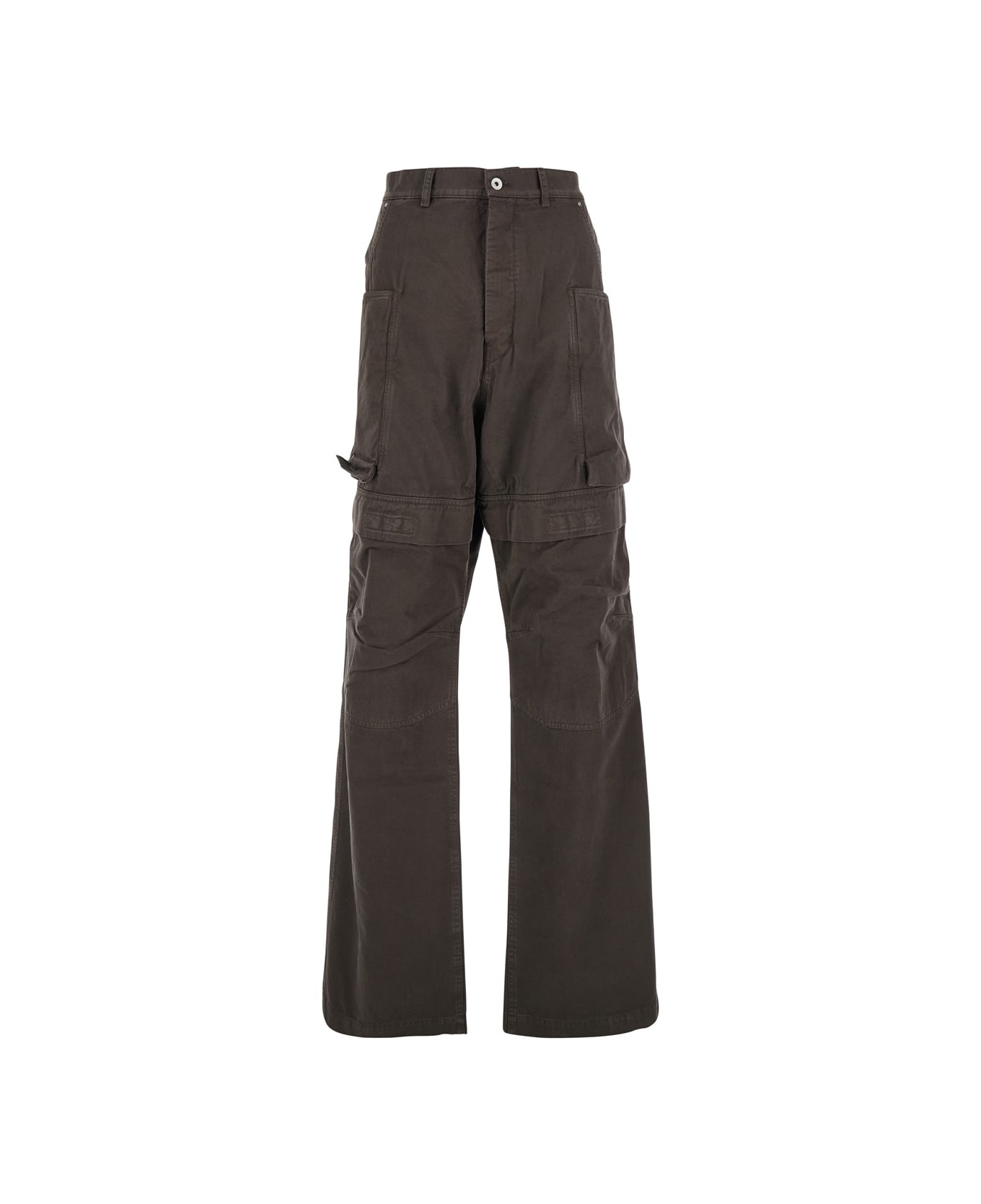 'stefan' Brown Wide Leg Cargo Pants With Patch Pockets In Cotton Man - 1