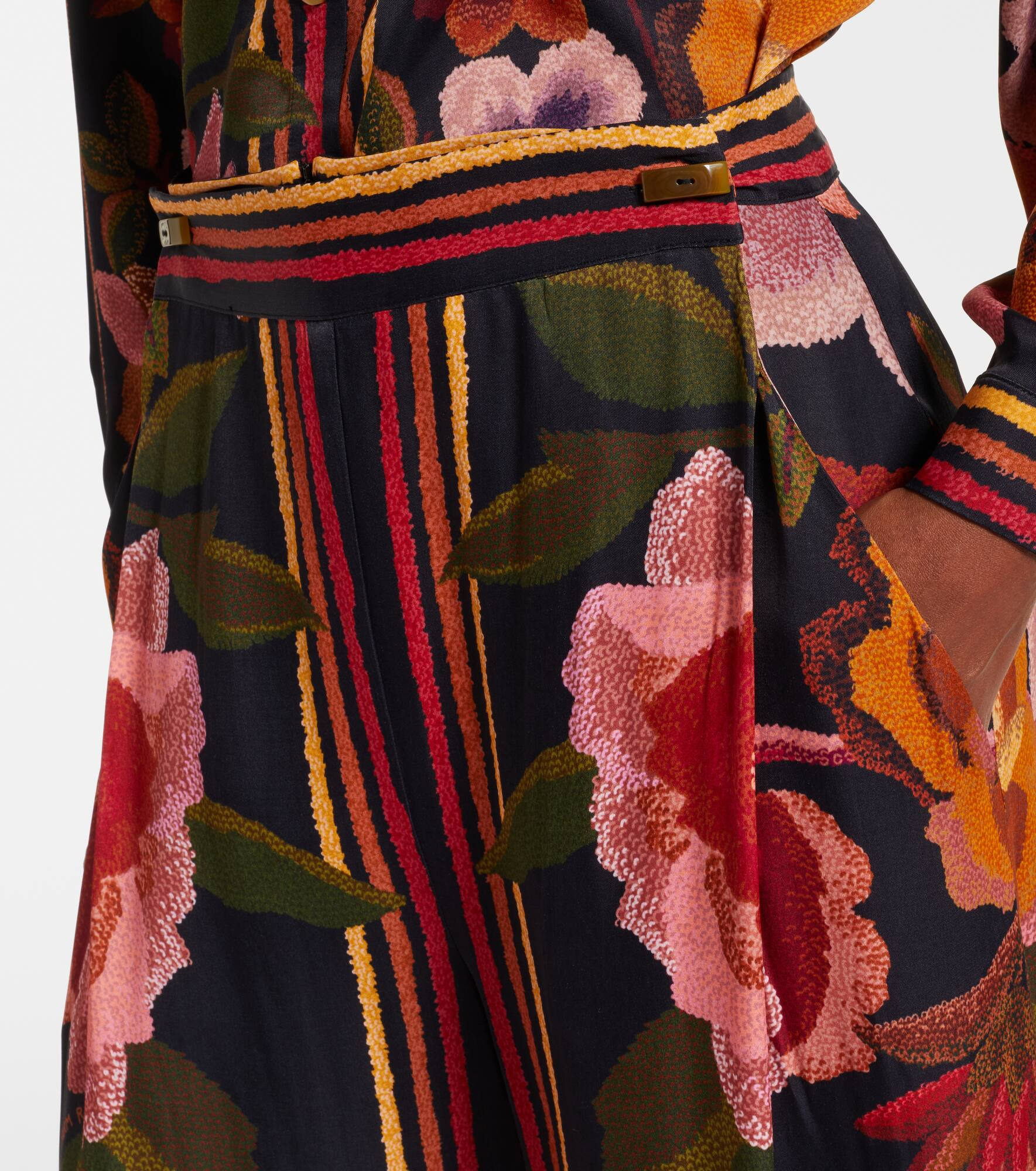 Floral high-rise wide-leg pants - 4