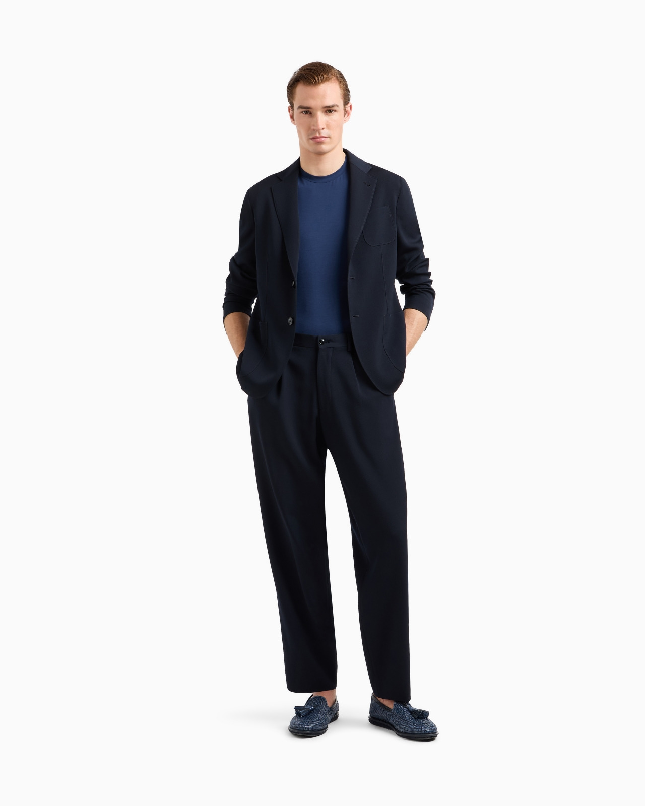 CREW-NECK LONG-SLEEVED T-SHIRT IN STRETCH VISCOSE JERSEY - 2
