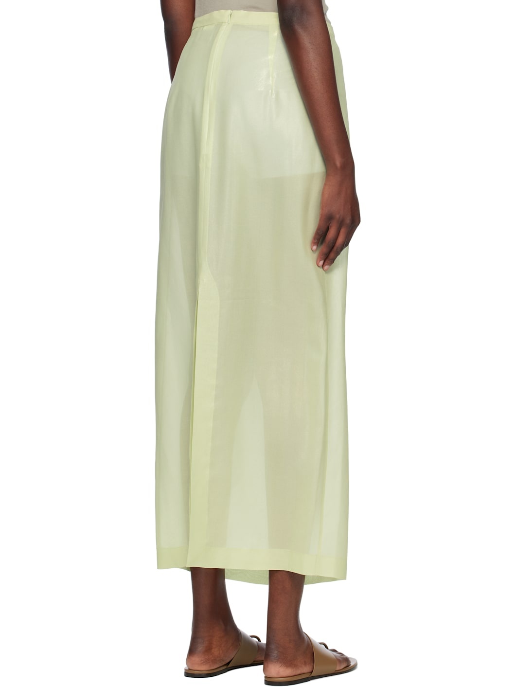 Green Foil Printed Silk Lawn Maxi Skirt - 3
