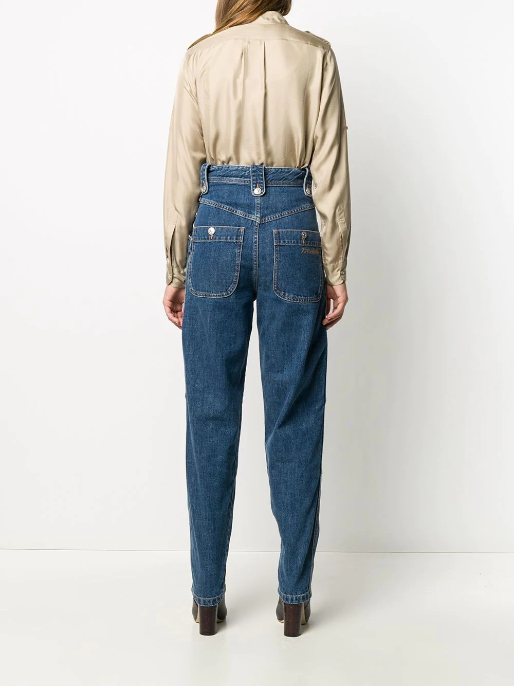 high-waisted denim trousers - 4