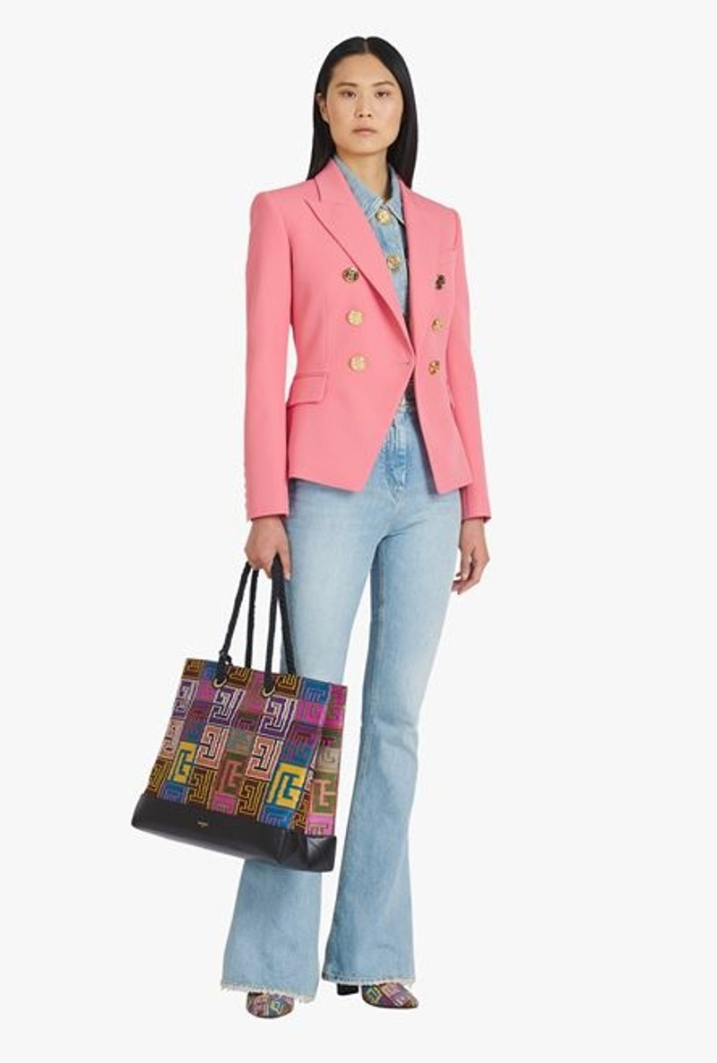 Balmain Salmon pink grain de poudre double-breasted jacket outlook