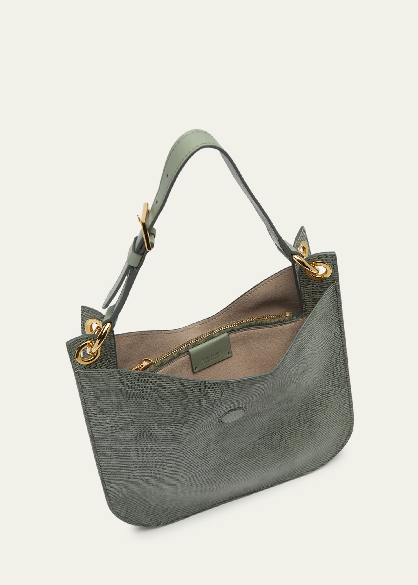 Tara Small Crossbody Bag in Lizard-Embossed Suede and Leather - 4