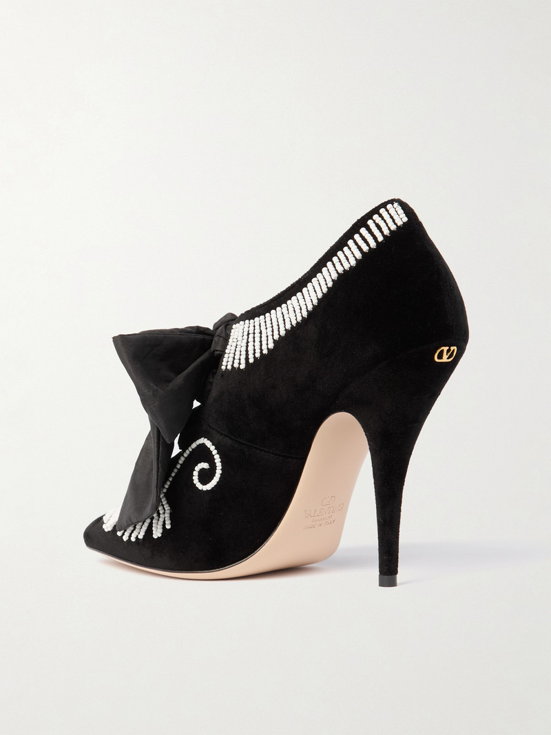 Rockoco Embellished Taffeta-trimmed Suede Pumps 3