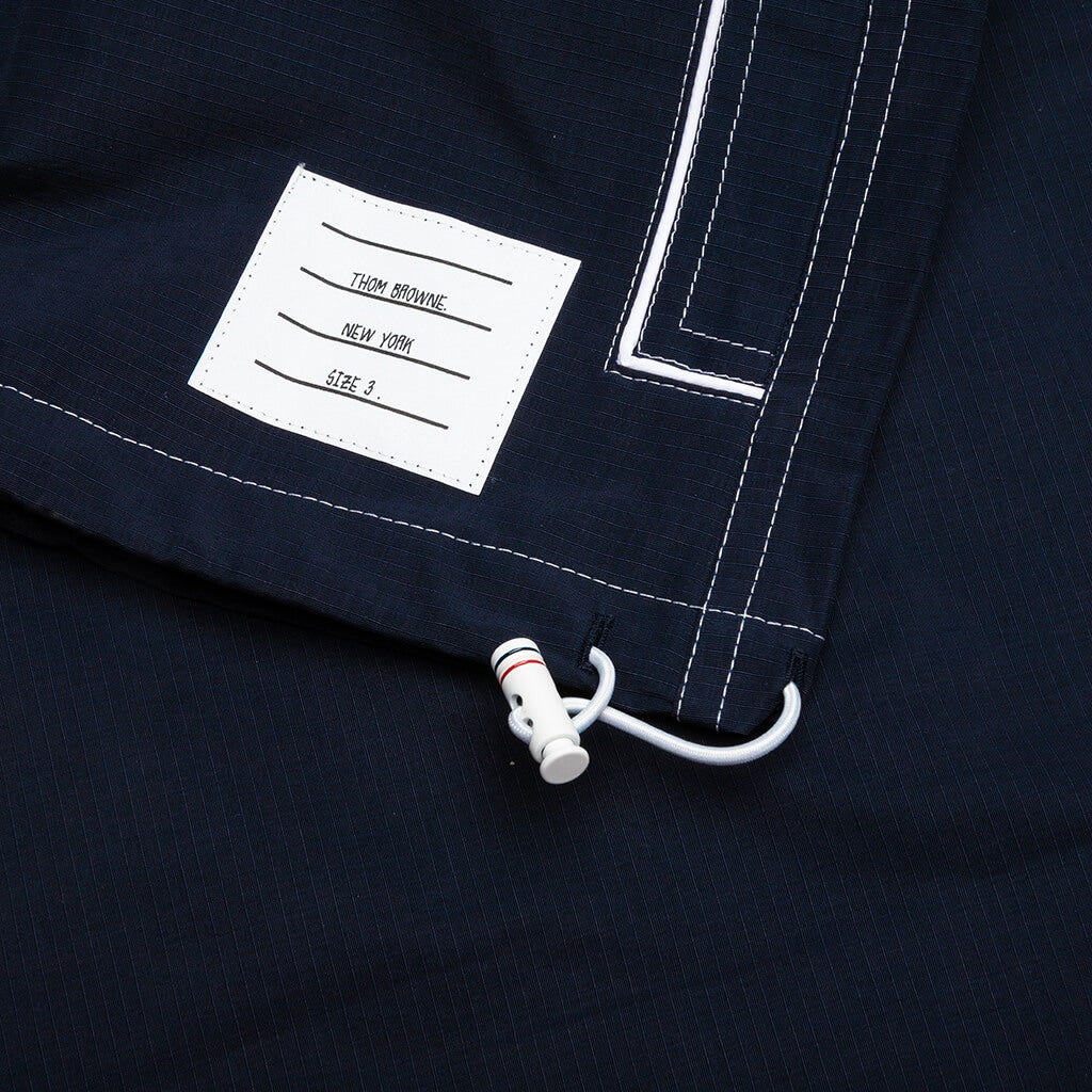 CONTRAST WHITE STITCHING OVERSIZED ZIP UP TRACK JACKET - NAVY - 4