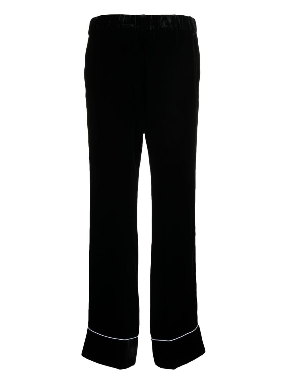 piped-trim straight-leg trousers - 2