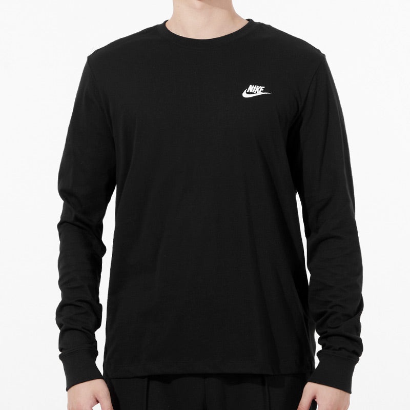 Men's Nike Embroidered Logo Loose Sports Running Long Sleeves Black T-Shirt AR5194-010 - 2