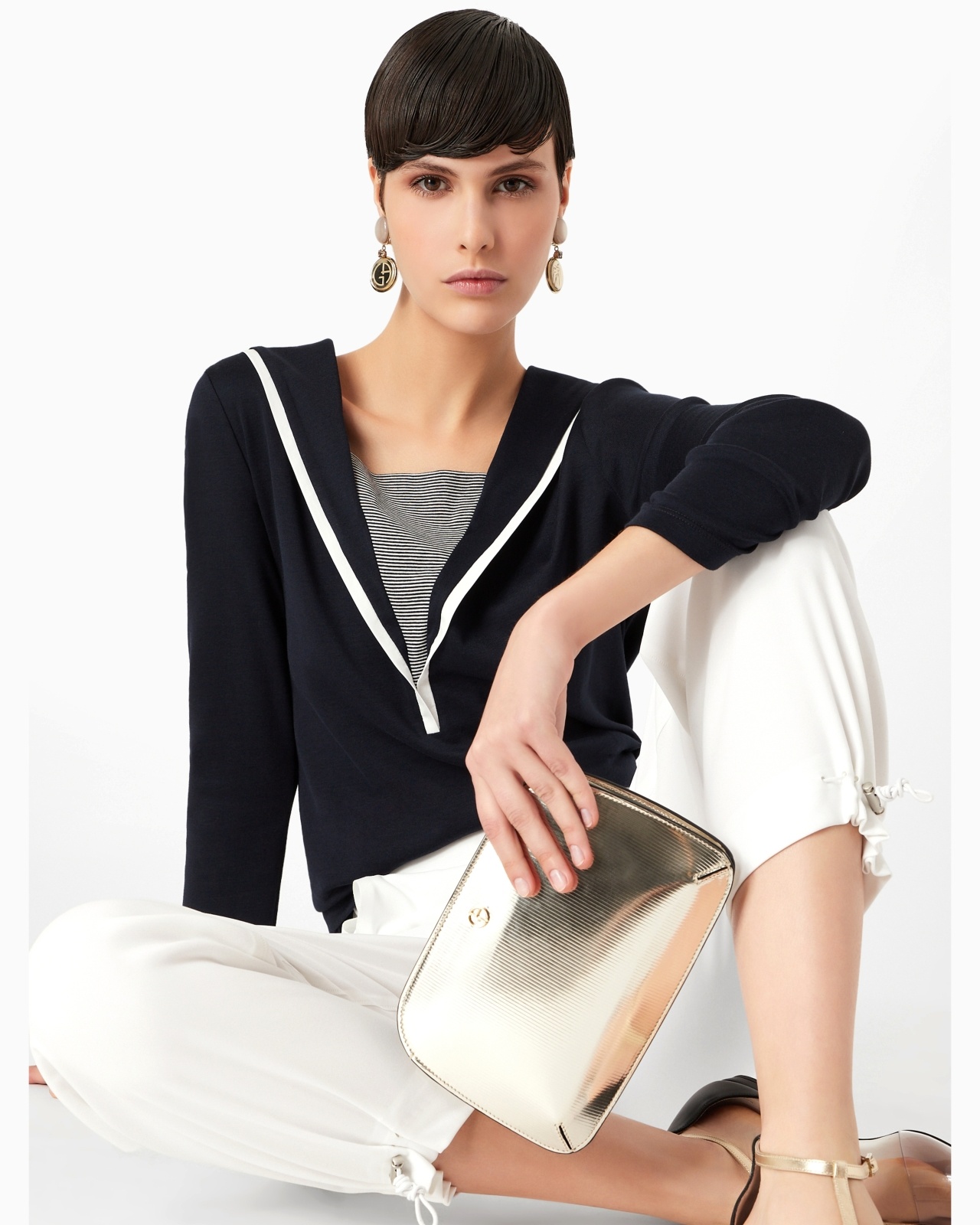 STRIPED, LAMÉ-LEATHER LA PRIMA CLUTCH BAG - 7