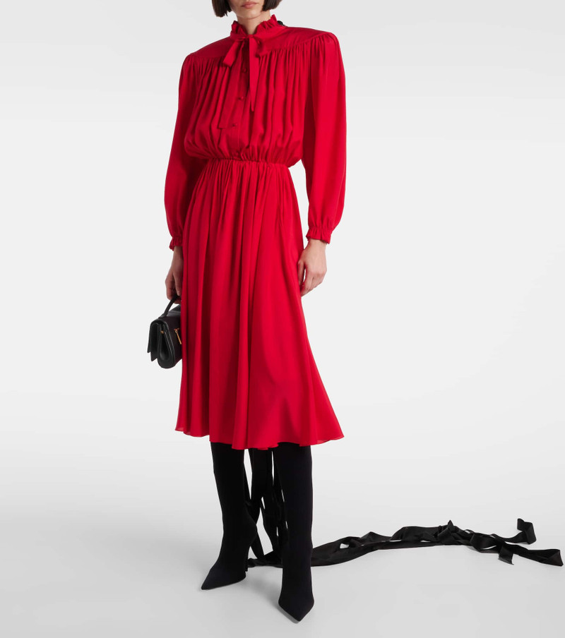 BALENCIAGA Bow-detail lace-up silk midi dress outlook