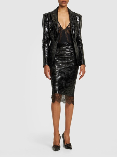 TOM FORD LVR Exclusive emboss leather midi skirt outlook