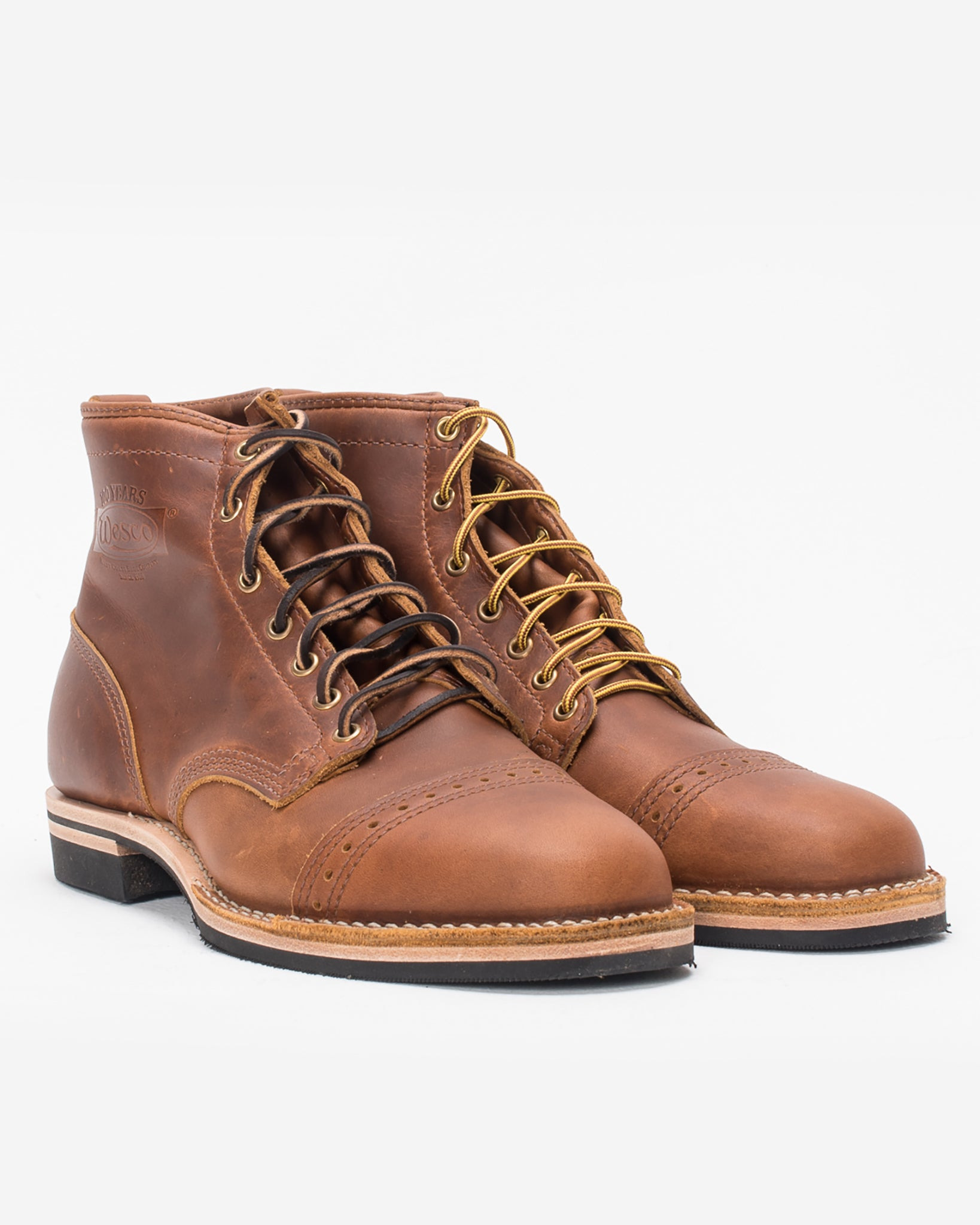 IHWE-GLMN-TAN Iron Heart Int'l x Wesco® - 7" Domain Toe Cap Boot - British Tan. The "Guildsman" - 10