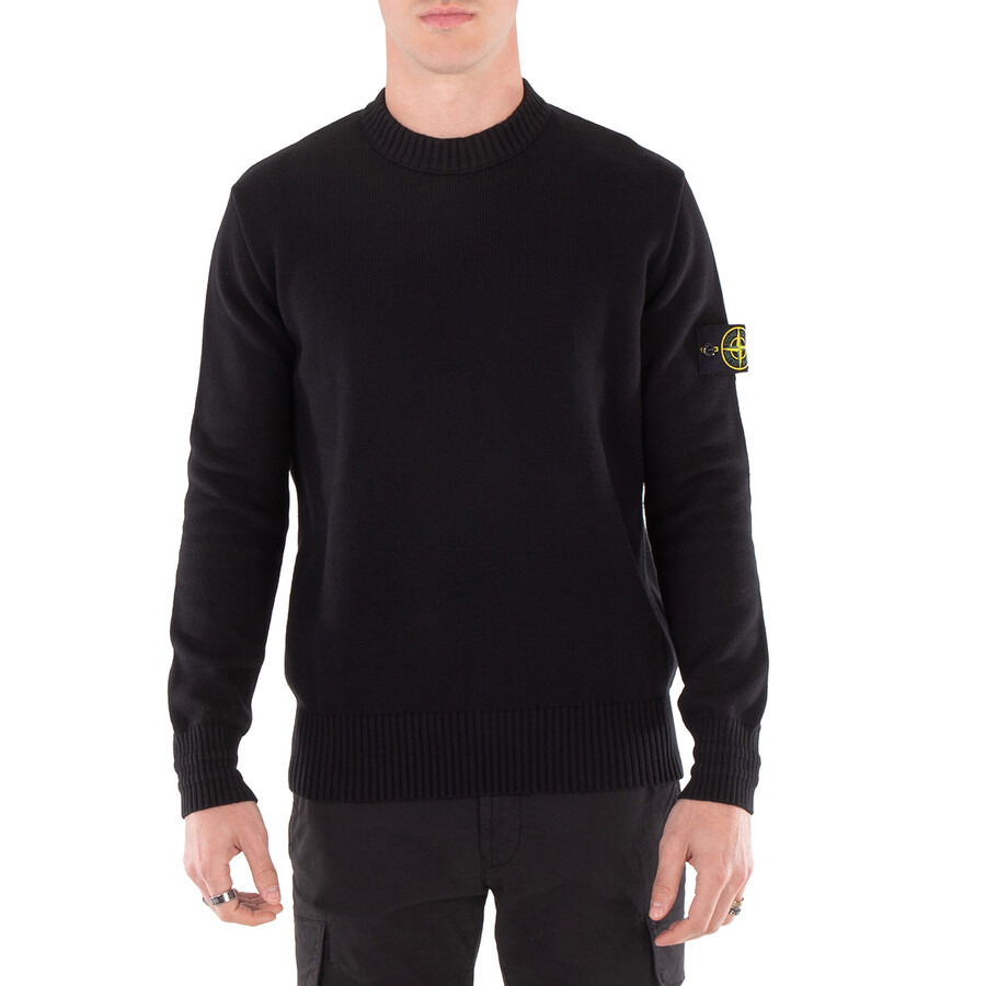 Stone Island Men's Black Loose Fit Crewneck Sweater - 3
