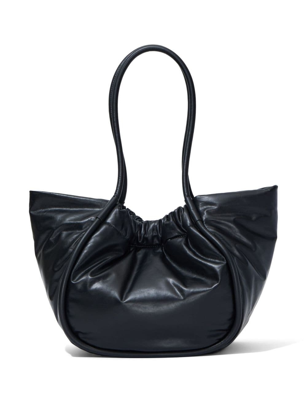 ruched leather tote bag - 4