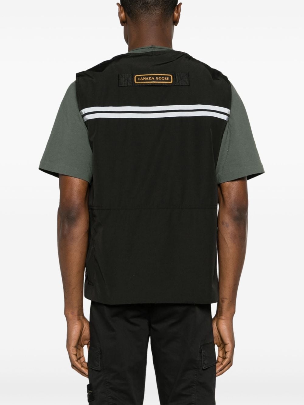 logo-patch zip-up vest - 4