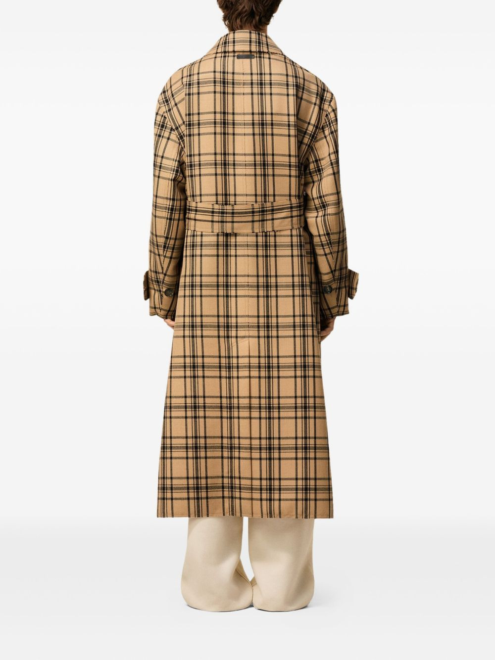 belted checked coat - 4