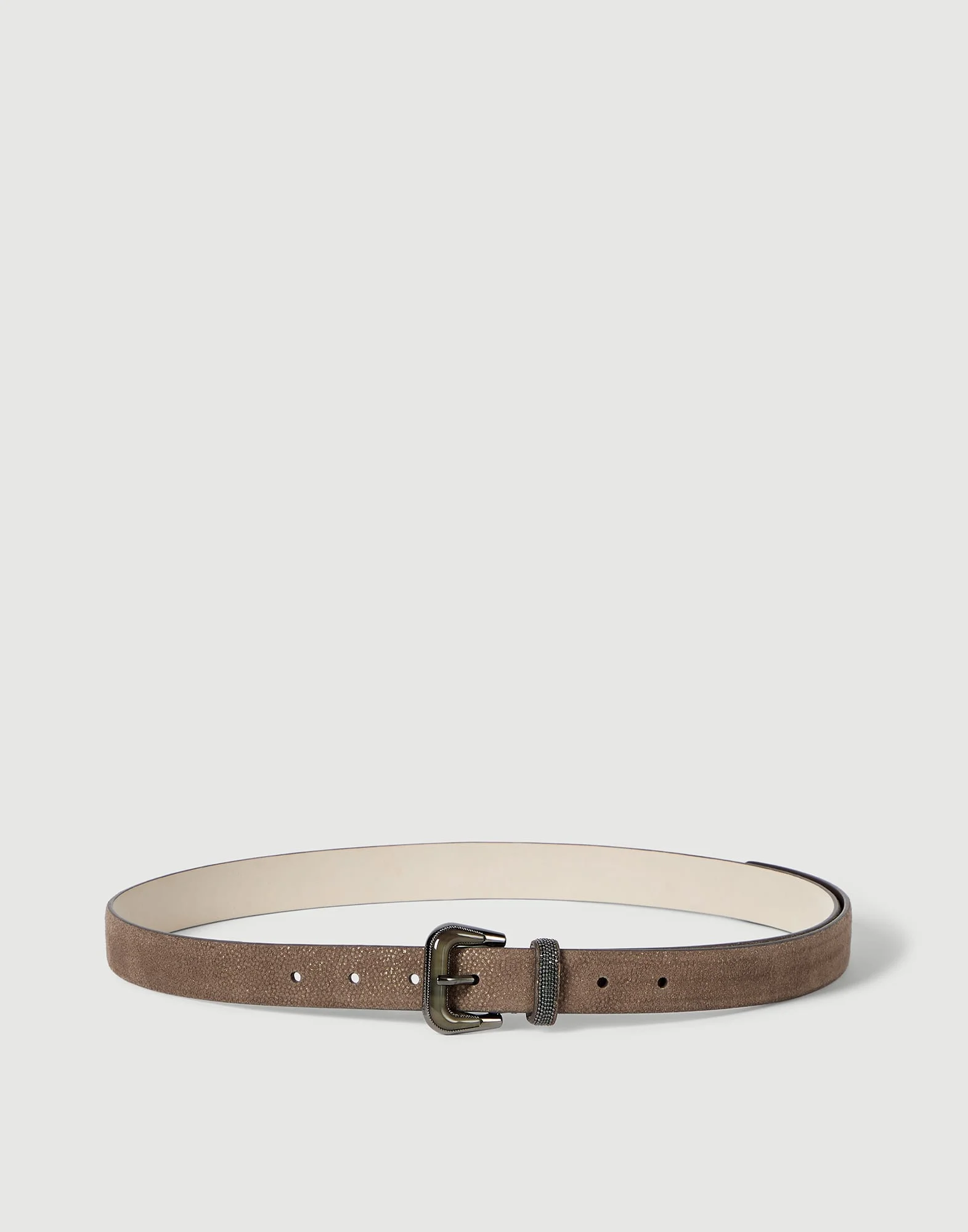 Sparkling textured leather belt with monili - 1