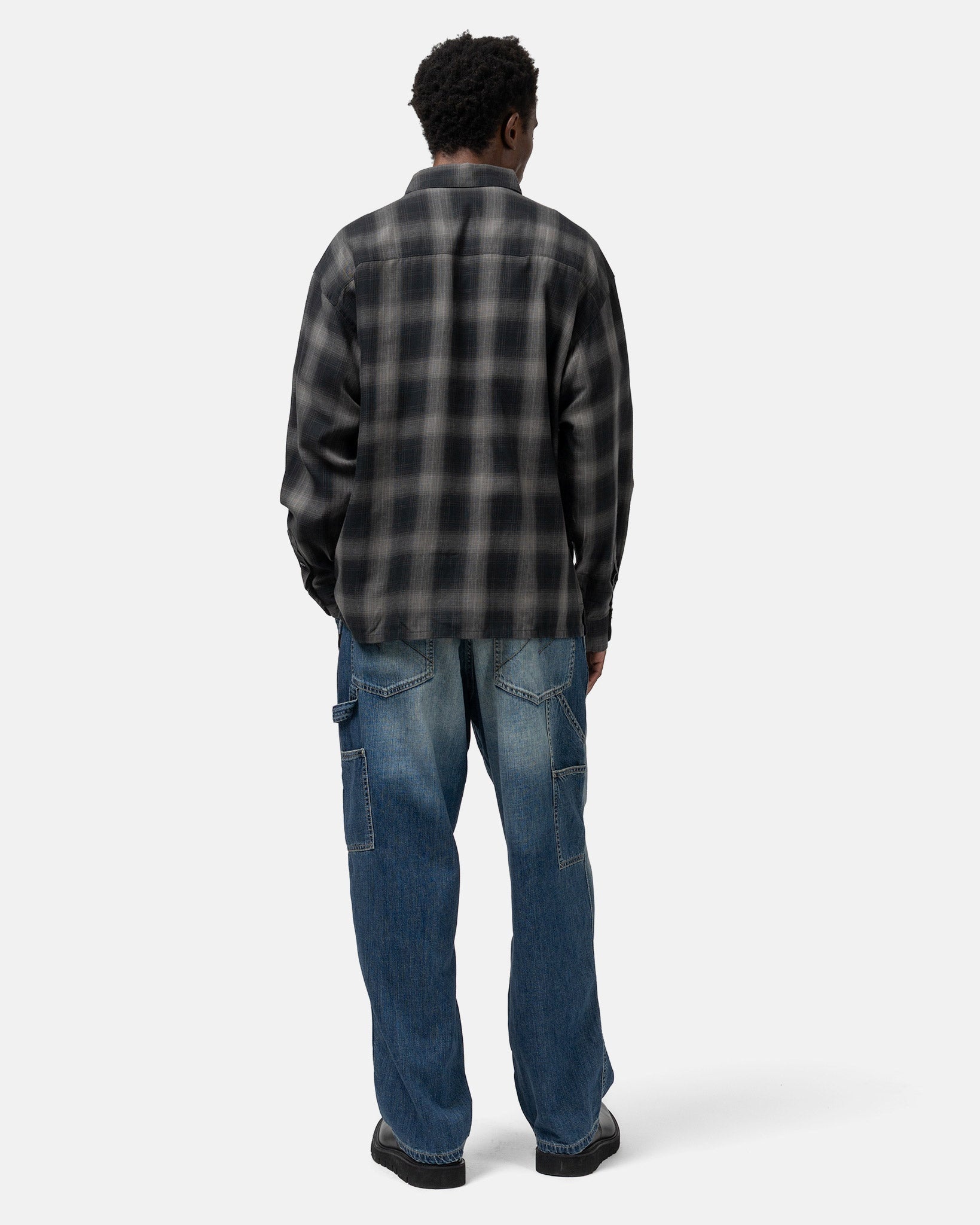 Hombre Check Shirt LS Black/Grey - 3