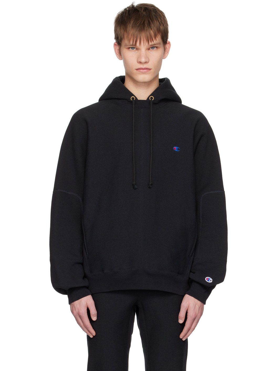 Champion×N.HOOLYWOOD HOODED SWEATSHIRT N.Hoolywood Black Champion Edition Hoodie | ssense | REVERSIBLE