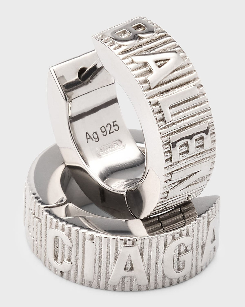 Sterling Silver Logo Hoop Earrings 3