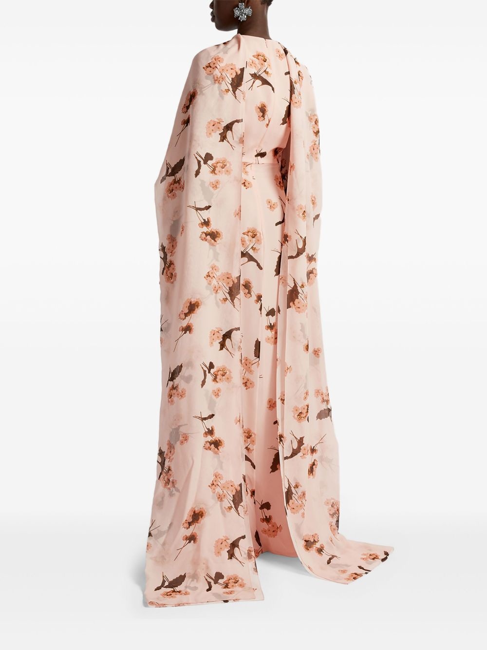draped long-sleeve gown - 4