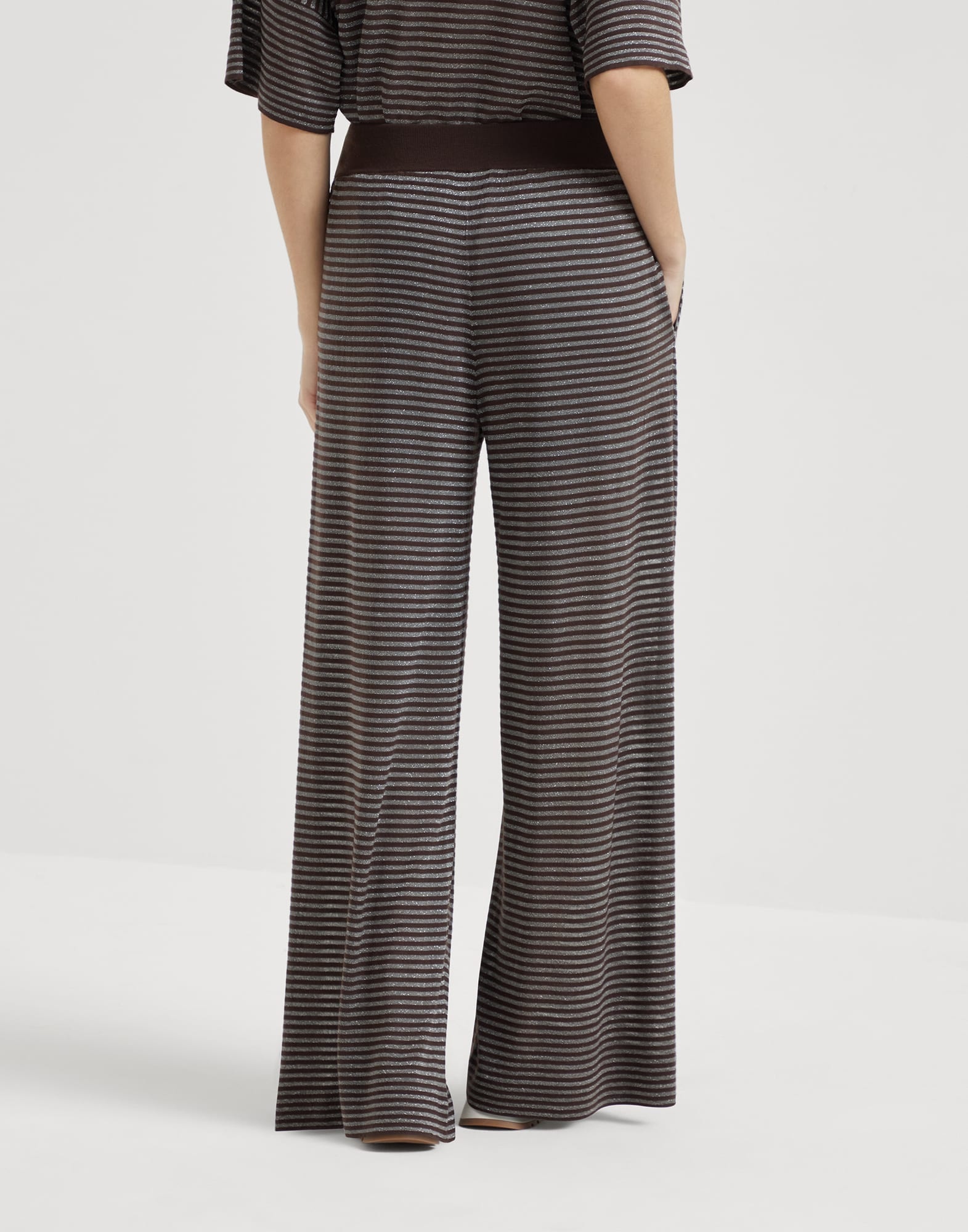 Sparkling stripes lightweight knit trousers in virgin wool and cashmere - 2