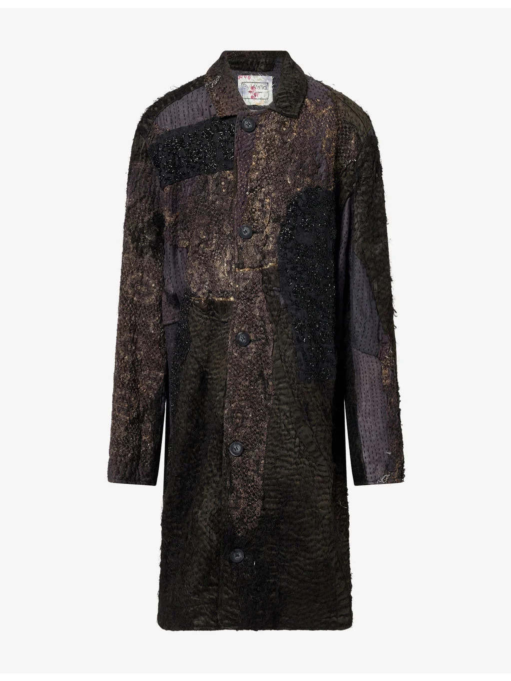 Embroidered Duster Woven Coat - 1