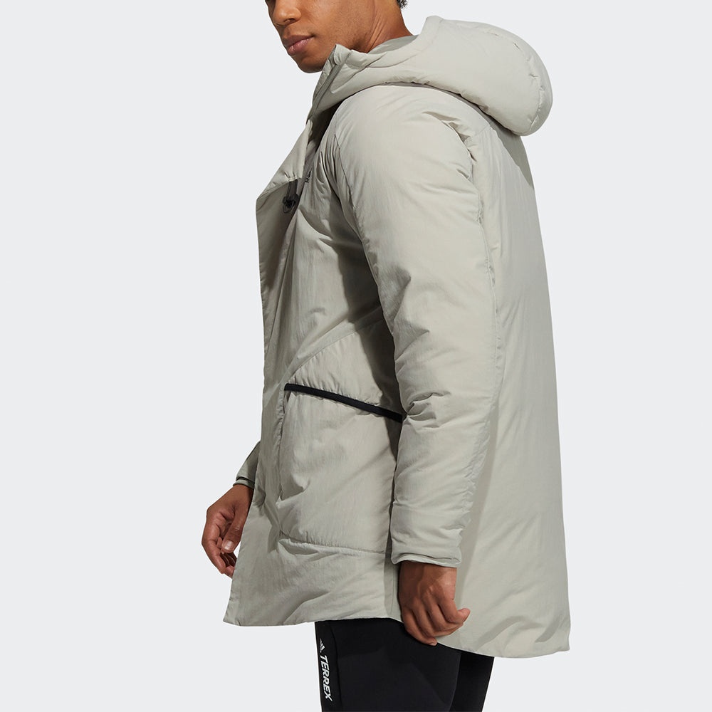 adidas Wuji Down Jkt Series Outdoor Sports Stay Warm mid-length hooded down Jacket Gray H23103 - 3