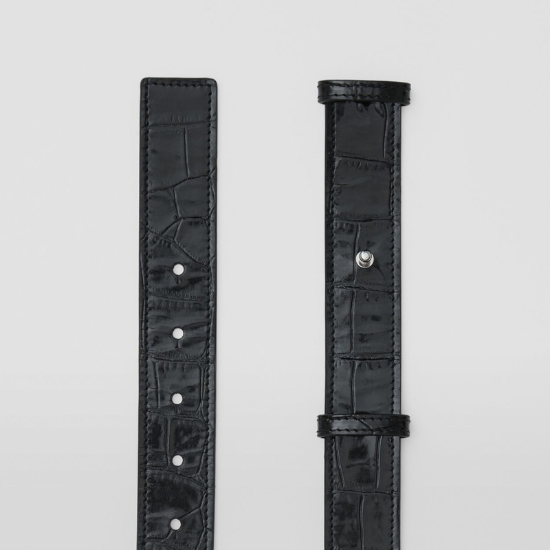 Faux Watch Detail Embossed Leather Belt 6