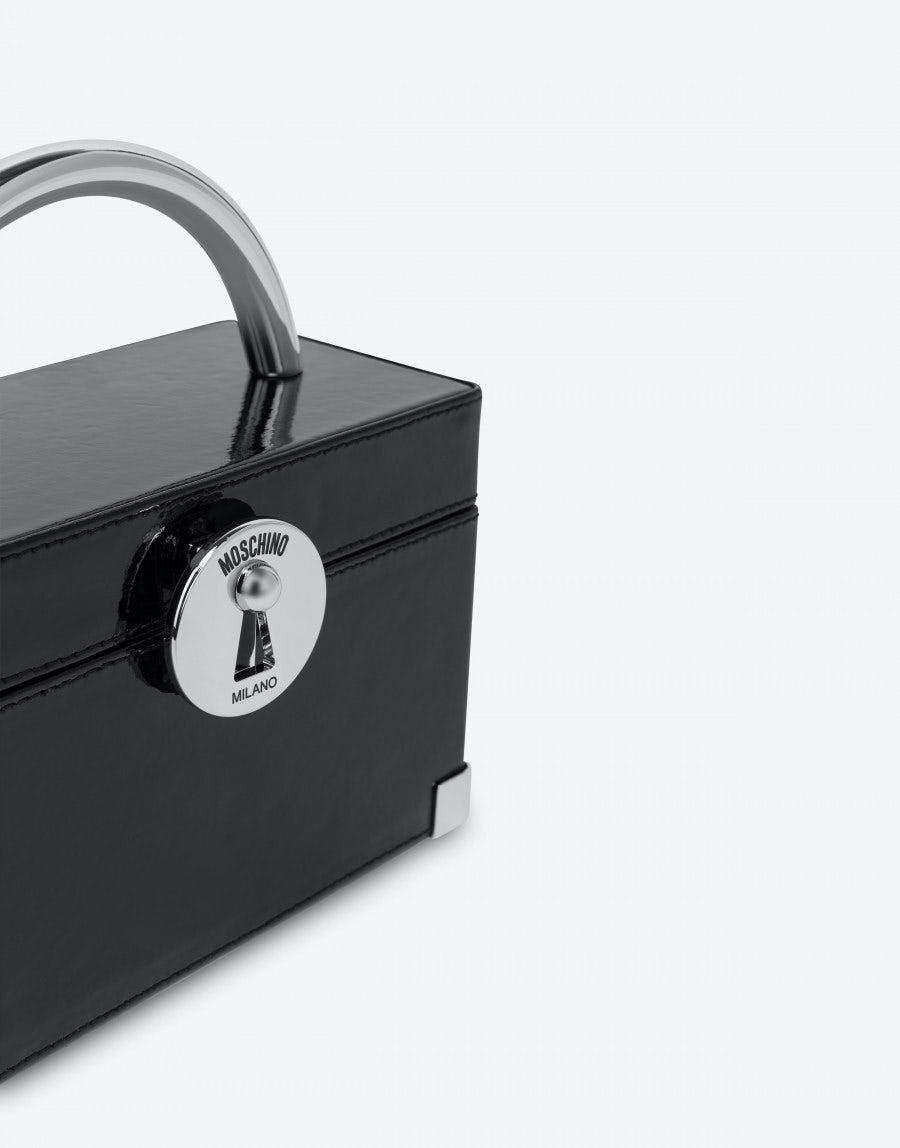 METAL CLOSURE PATENT LEATHER MINI BAG - 4
