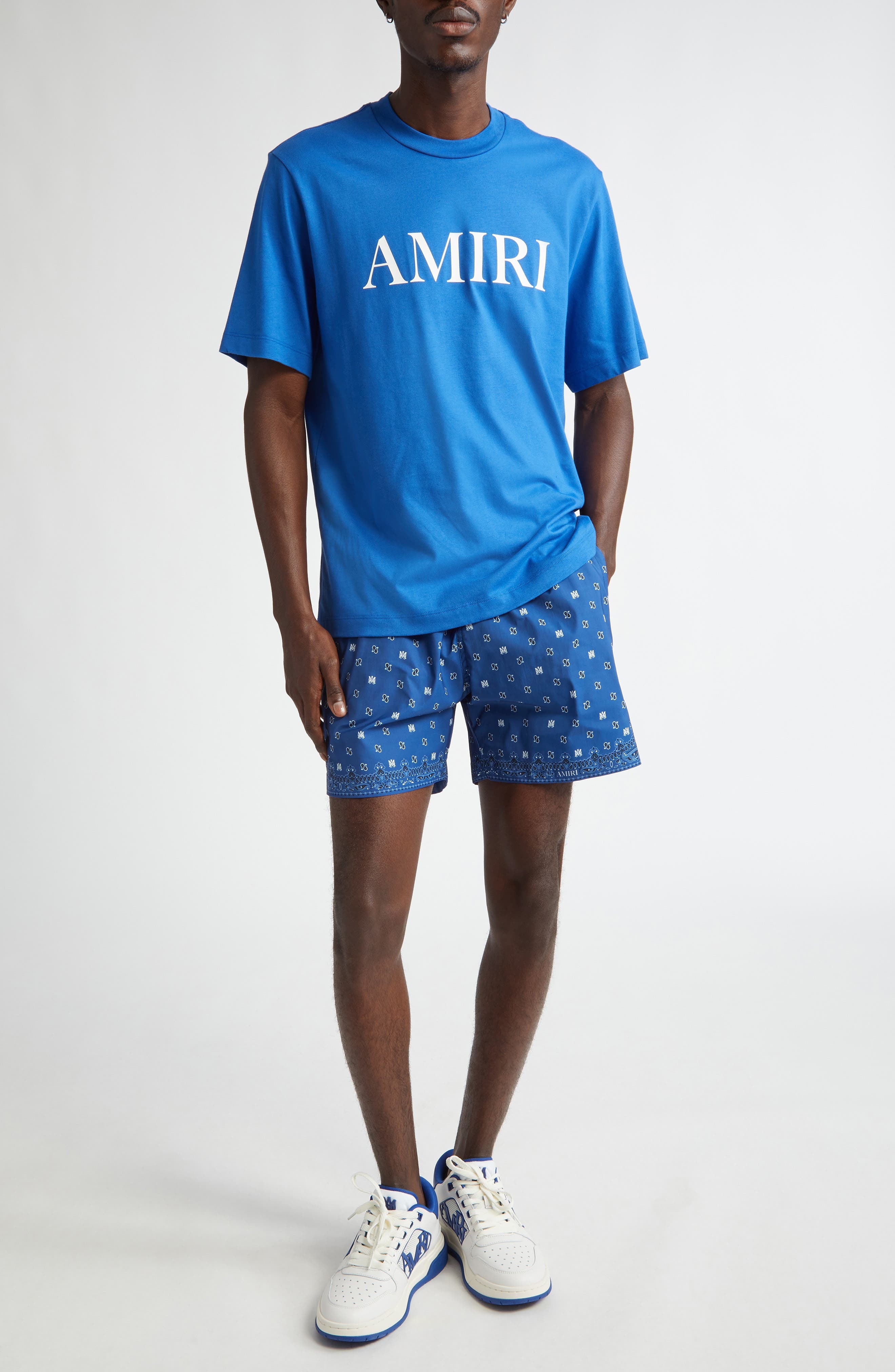 AMIRI Monogram Paisley Swim Trunks in Blue at Nordstrom - 2
