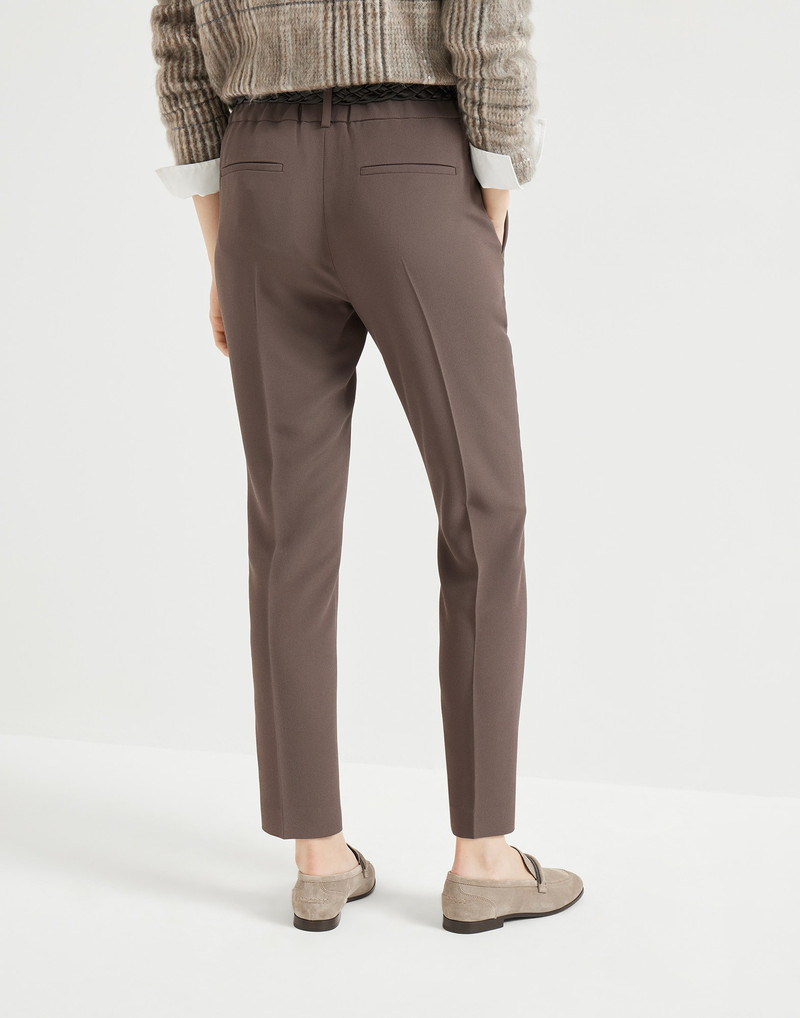 Brunello Cucinelli Silk and acetate crêpe cady tailored jogger trousers outlook