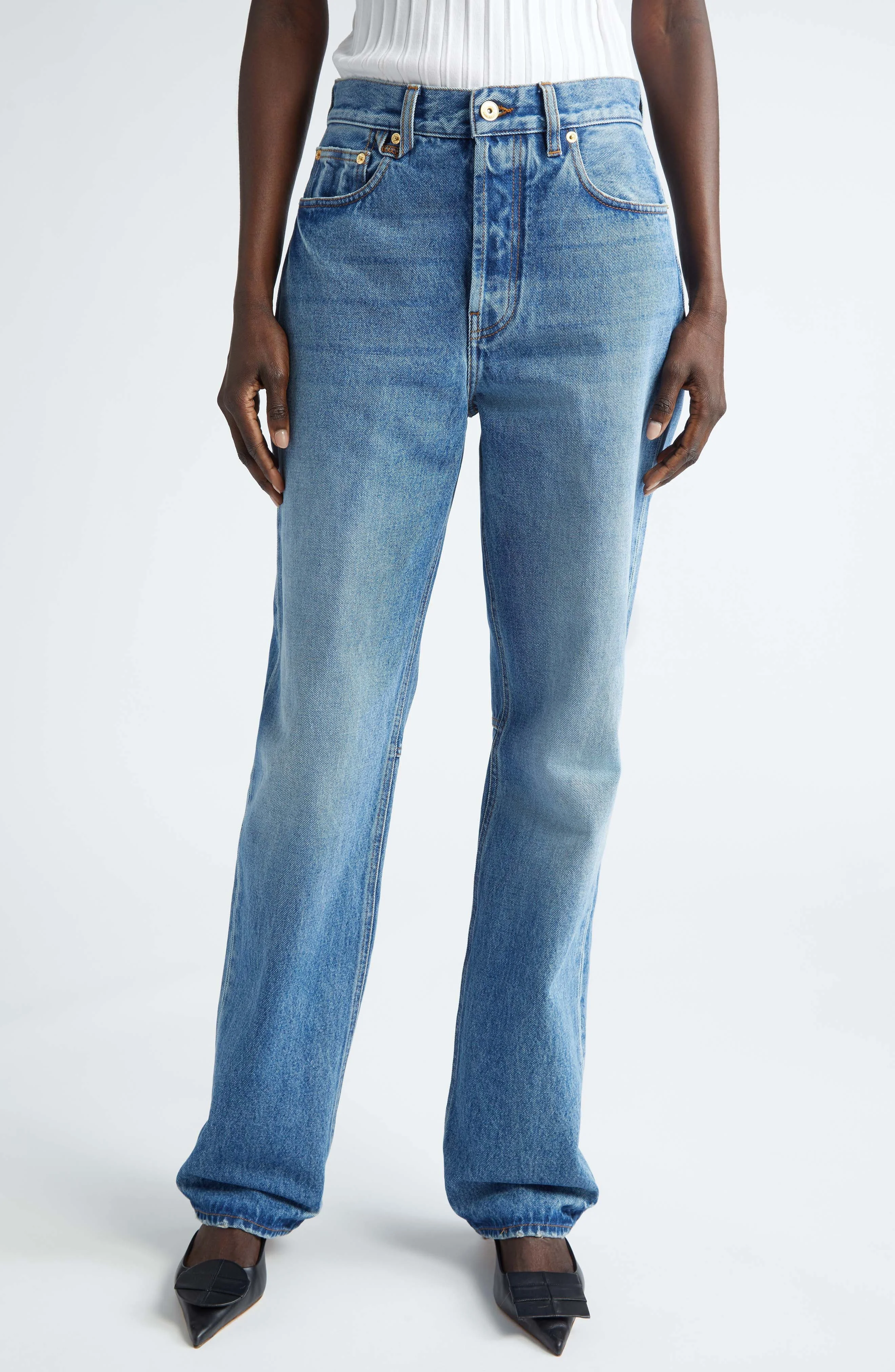 Le De-Nimes Droit Straight Leg Jeans - 1