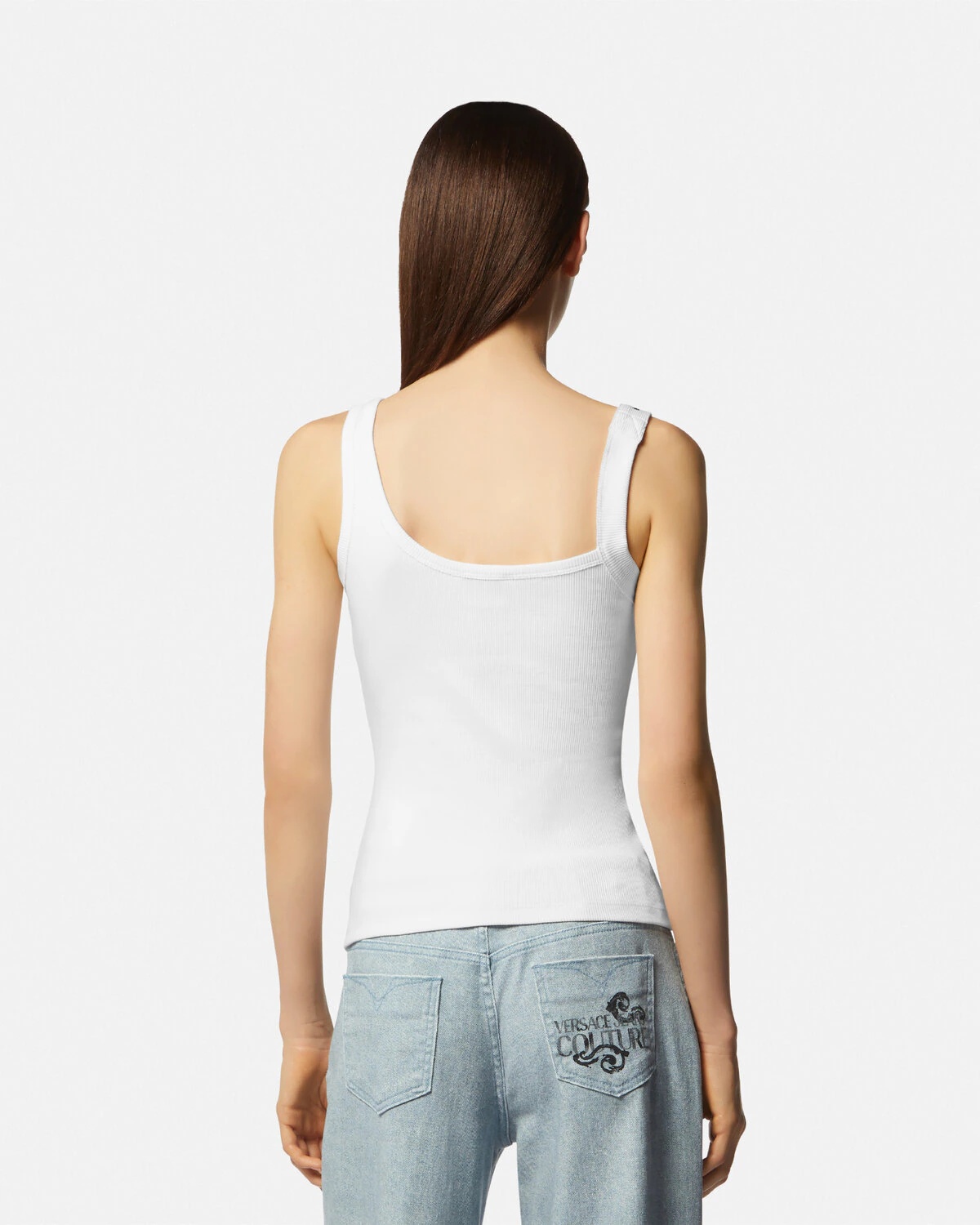Baroque Buckle Ribbed Tank Top - 5