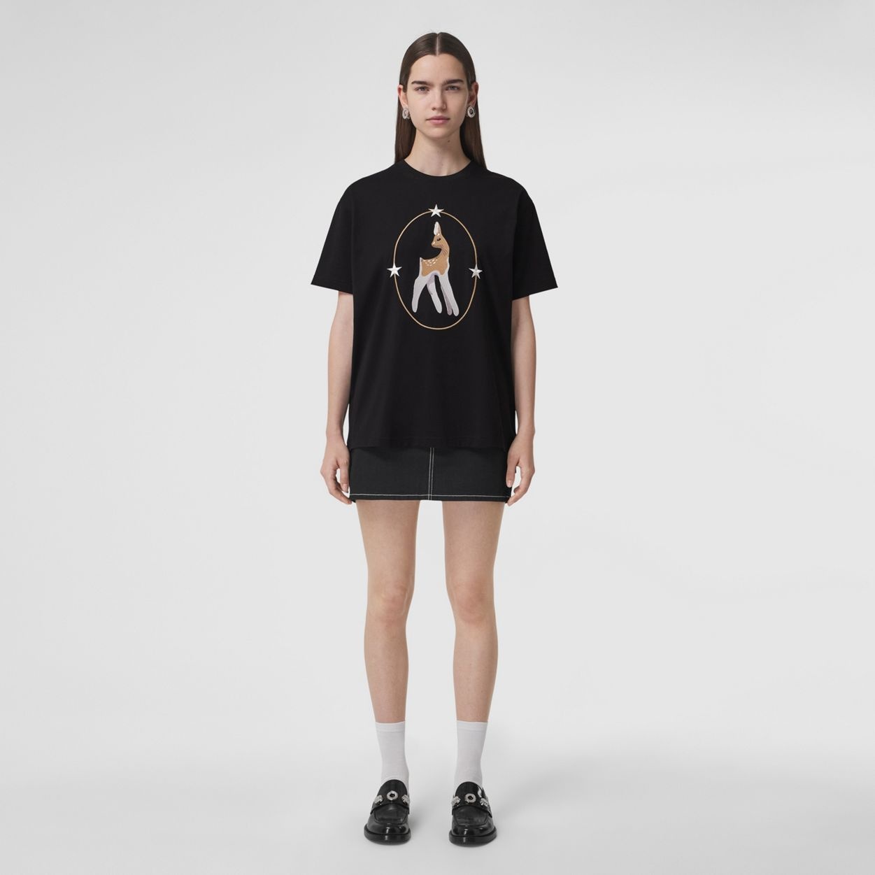 Deer Graphic Cotton Oversized T-shirt - 2