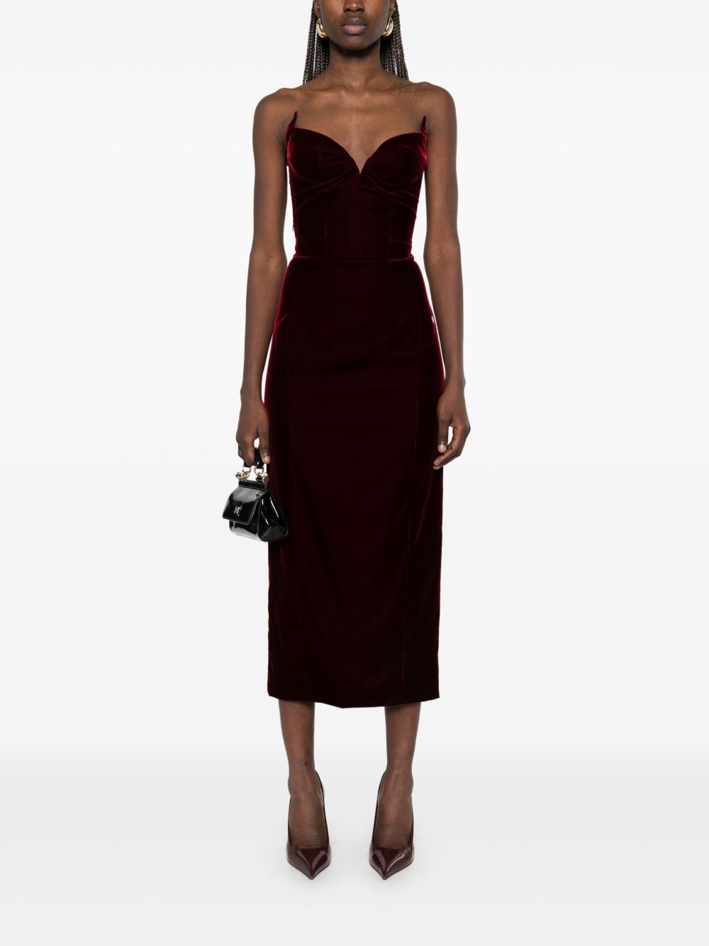 strapless velvet maxi dress - 2