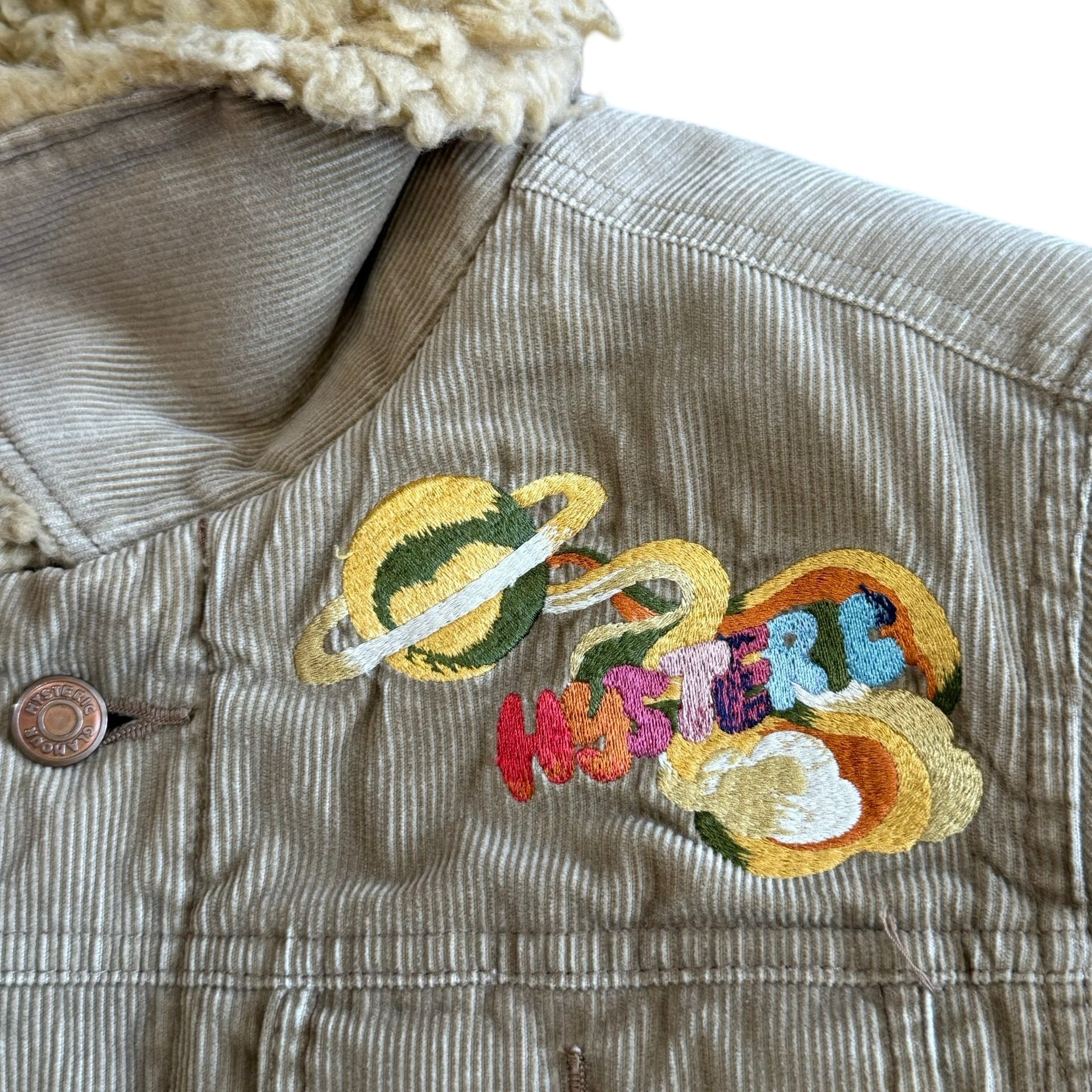 Final Blow - Hysteric Glamour Shearling/Corduror ‘UFO’ Embroidered Jacket Sz Small - 3