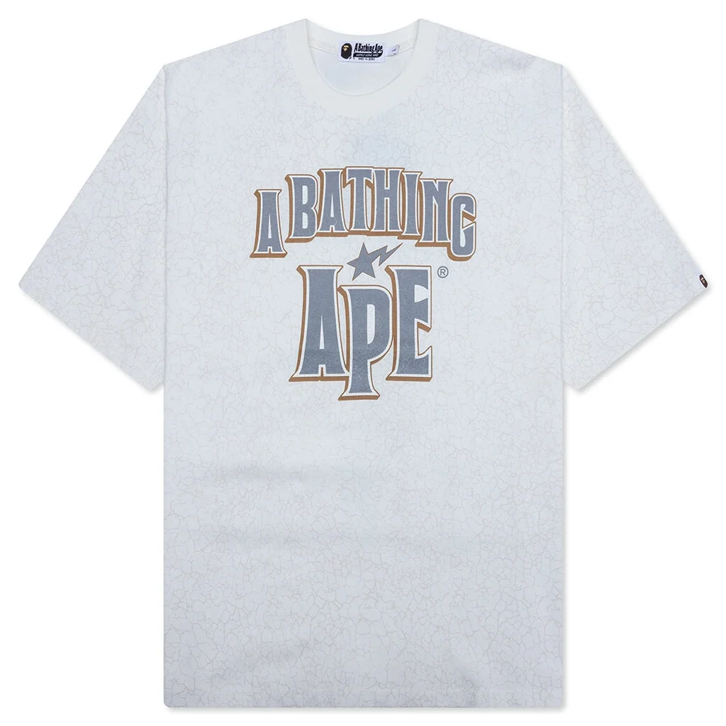 CRACK PRINT PATTERN LOGO RELAXED FIT TEE - WHITE - 1