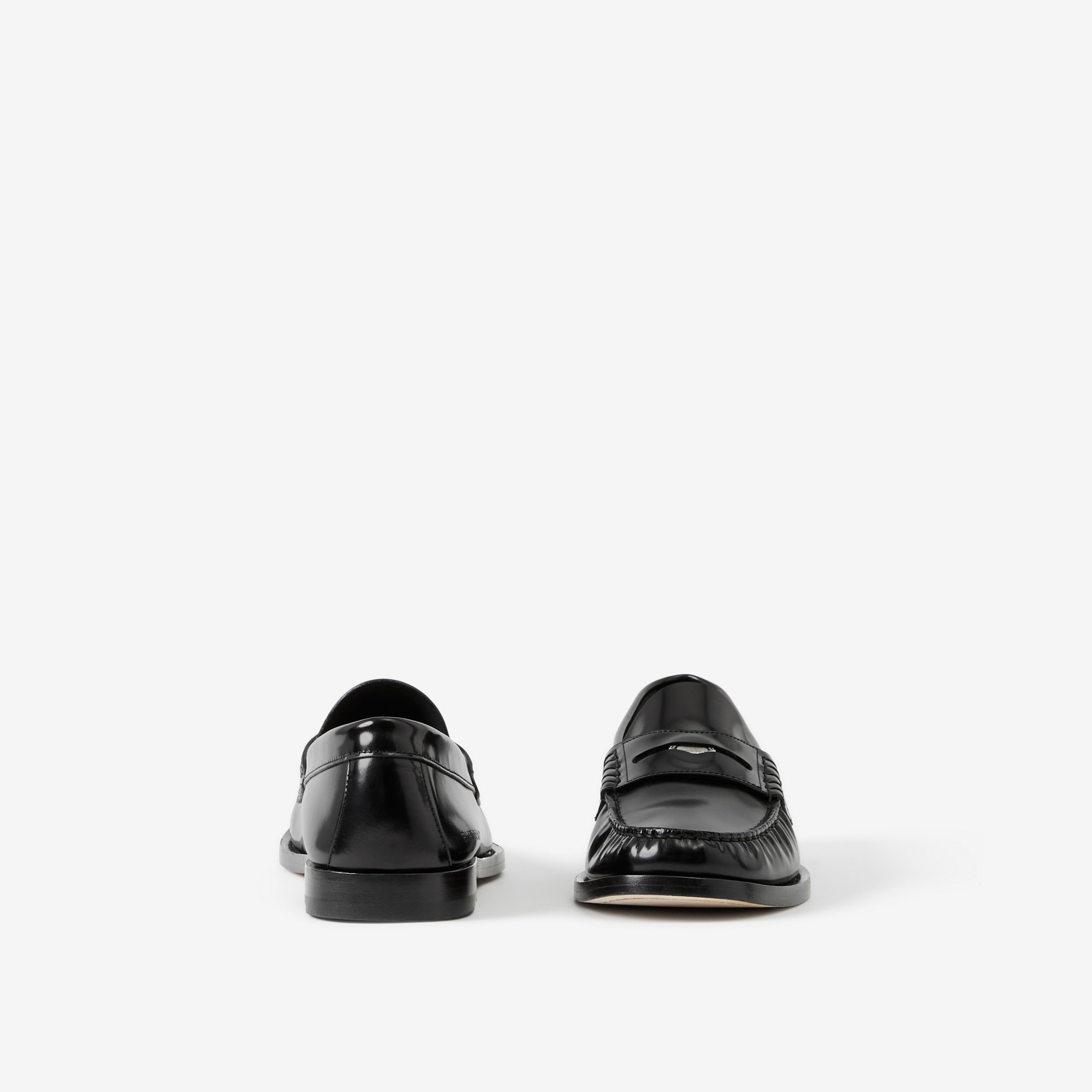 Coin Detail Leather Penny Loafers - 4