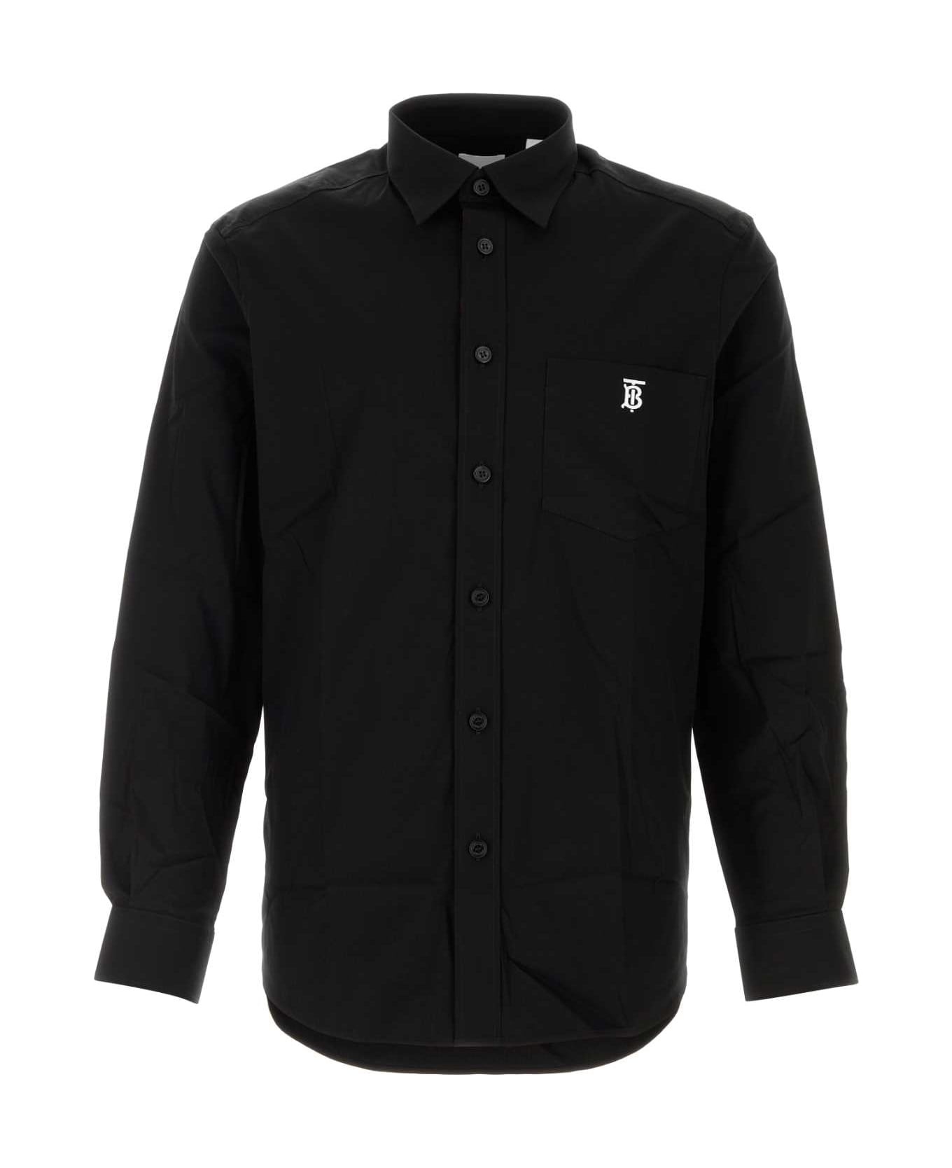 Tシャツ・カットソー Burberry FW25 Black stretch poplin shirt (8057473 A1189) Burberry Black Stretch Poplin Shirt | italist | REVERSIBLE