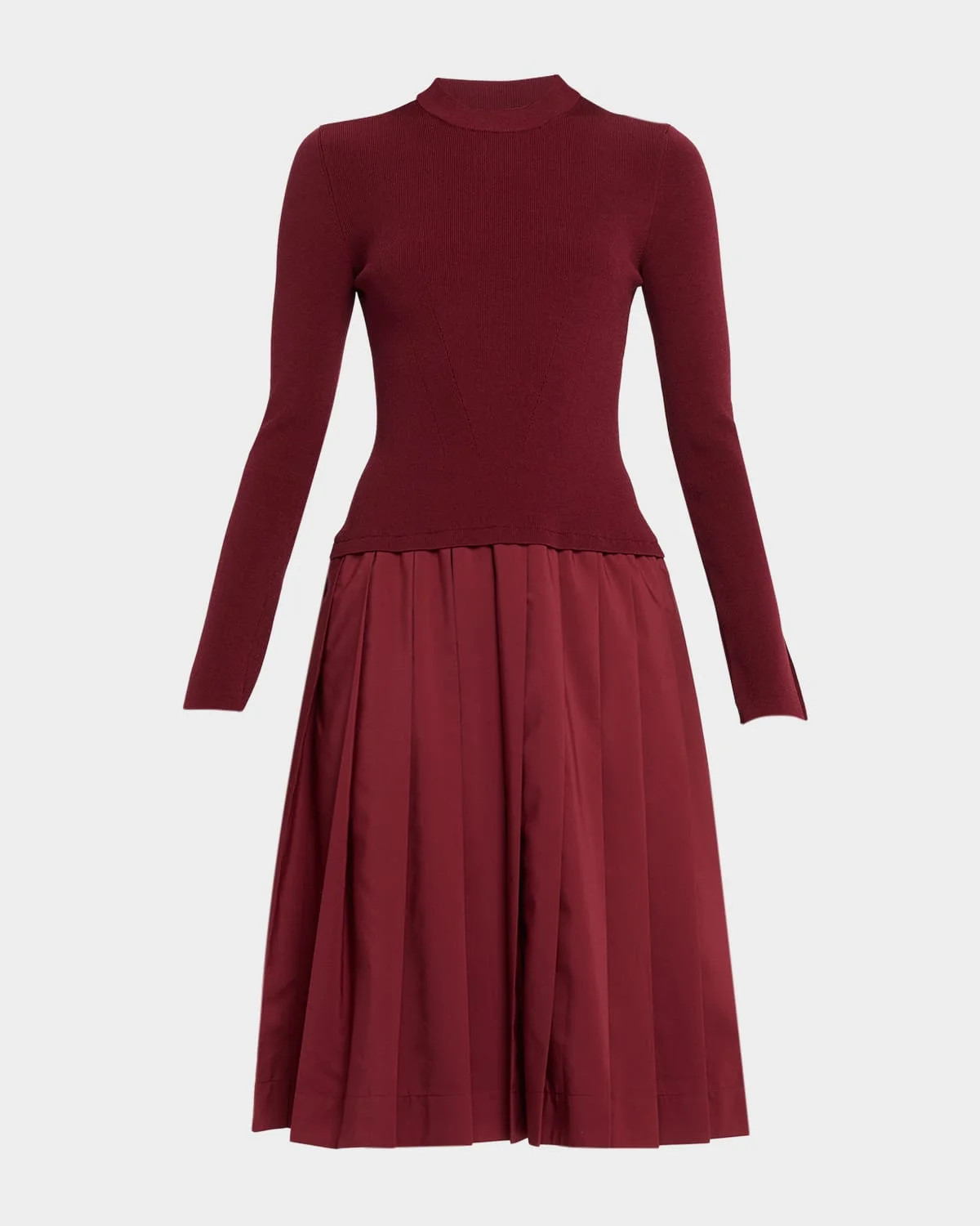 Kenlie Pleated Mixed Media Midi Dress - 1