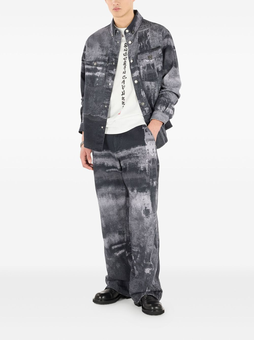 abstract-print cotton trousers - 2