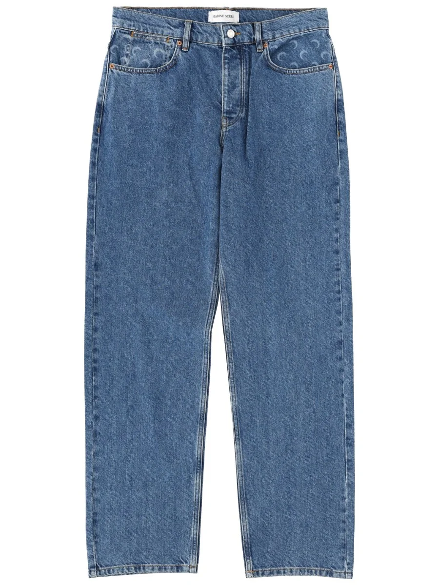 MOON WAXED COTTON DENIM JEANS - 1